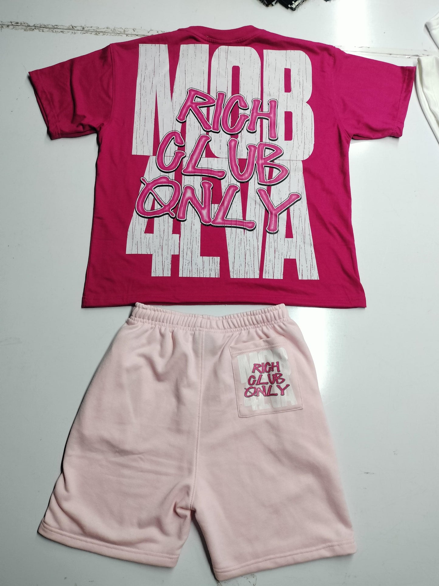 Dark Pink Shirt & White Shorts XL