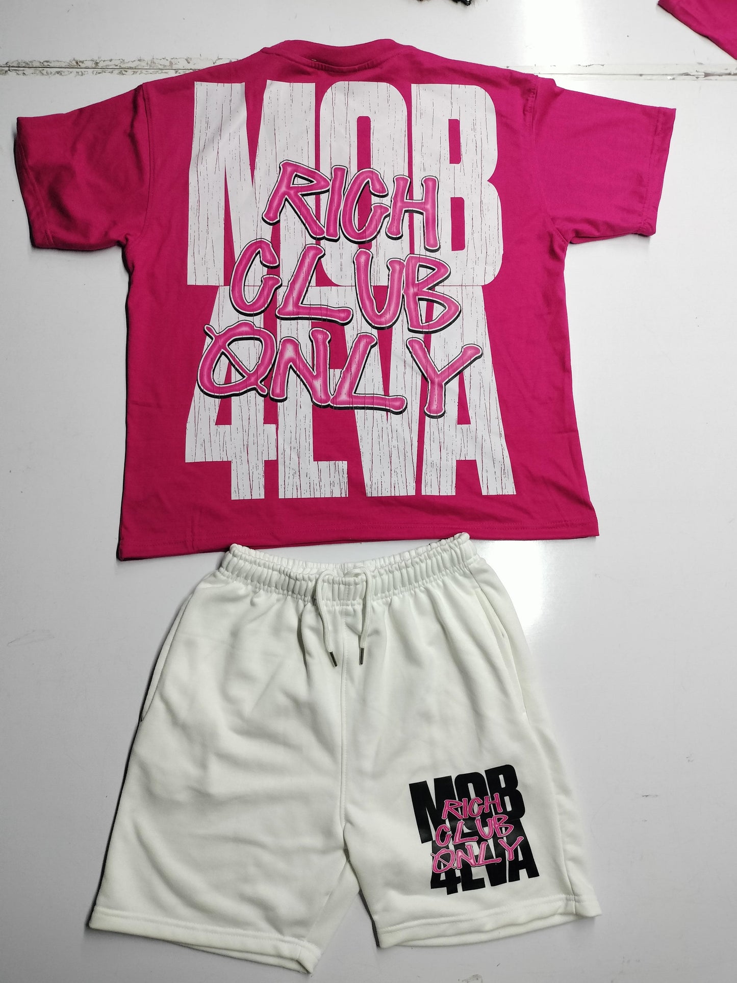 Dark Pink Shirt & White Shorts XL
